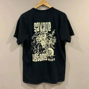 Vtg Savage Motorcycle Customs  T-Shirt ~ Ontario